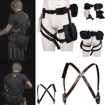 Resident Evil 4 Remake Leon Kennedy Cosplay Belt+Back Strap+Gun Bag Waistband
