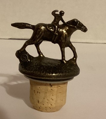 Blanton s Bourbon Whiskey Cork Metal Bottle Stopper Letter S Jockey & Race Horse