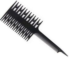 3 Sided Hair Dressing Comb Micro Braiding Highlight Weaving Tool Black 1Pc