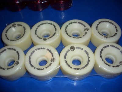 New Rollerbones Team Logo Wheels 101A or 98A WHITE   8 pack. 57mm x 30mm