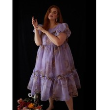 SELKIE The Venus Dream Girl Dress Lavender Purple Midi Puff Women's X-Small