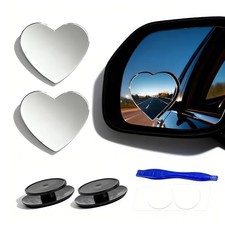 2 pcs Blind Spot Mirrors, 2" Heart Shaped HD Glass Convex 360  Wide Angle Side