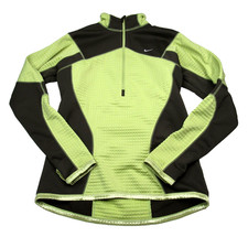 Nike Womens Fit Therma Pullover Top Size Large Running Activewear Neon Green