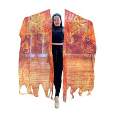 2Pcs Praise Dance Flags Flame Wing Flags with Scalable Rod for Dance Church