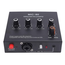 "60dB Microphone Preamp with 48V Power, 3 Inputs, XLR, 3.5mm, 6.35mm Interface"