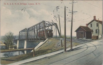 RS & ERR Bridge Lyons New York NY Railroad Erie Canal Postcard