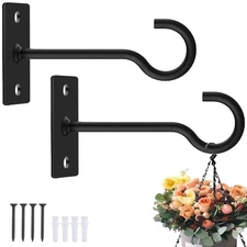 4in 2Pack Wall Hook for Hanging Plant Bracket Black 4in&2Pack