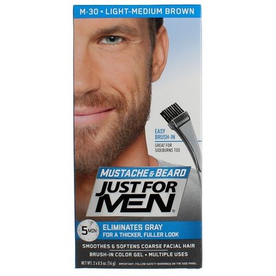 3 Pack Just For Men Easy Brush In Mustache & Beard Color, Light-Medium Brown ...