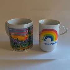 2 Vintage 70s Rainbow Coffee Mugs Trees Of Mystery Kings Canyon National Parks