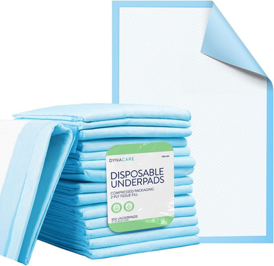 Dynarex 1341 Disposable Underpad, Medical-Grade Incontinence Bed Pad to Protect