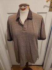 Mens Size Large Beige/Brown Mix Short Sleeved Polo