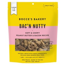 Bocce's Bakery Bac'n Nutty Dog Treats, Peanut Butter  Bacon, 2 lbs / 32 oz