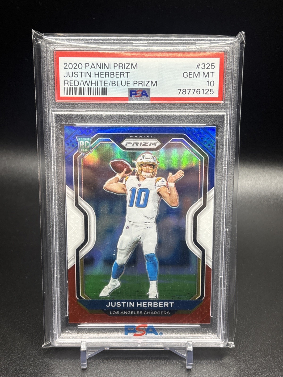 Justin Herbert Panini Prizm #325 Red/White/Blue