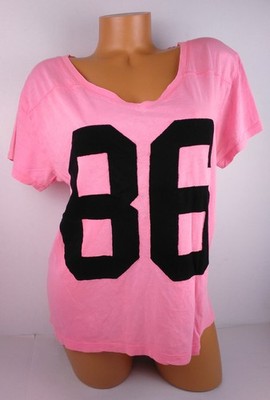 Victoria's Secret VS PINK V-Neck Short Sleeve T-Shirt Logo Pink Medium M