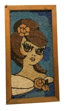 Cinderella Mosaic Gravel Art Vintage 1960s Mid-Century Wall Art Wood Framed