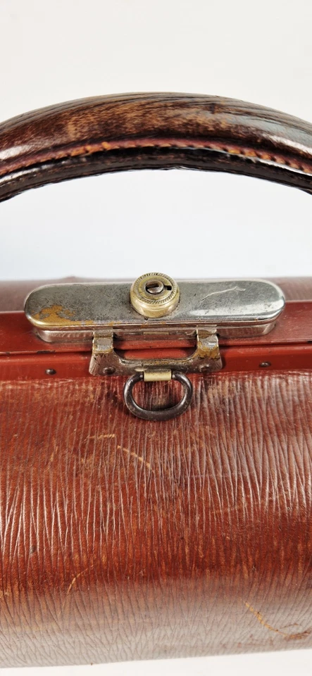 Hebammentasche Hebammenkoffer Arzttasche Arztkoffer Leder Antik Jugendstil - Bild 3 von 4