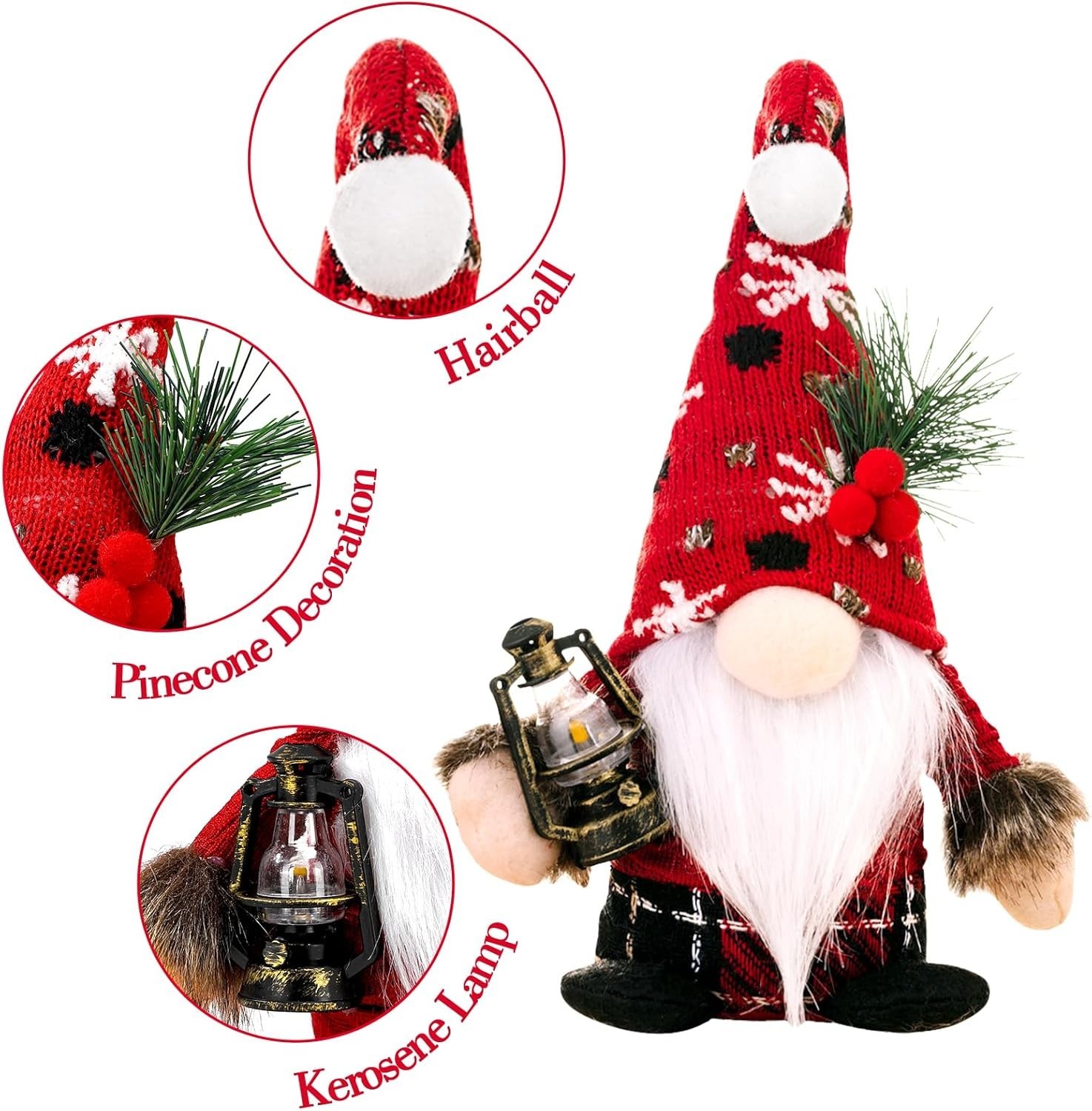2 Pcs Small Christmas Gnomes Plush Elf Decorations Handmade Scandinavian Tomte