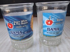 2-Disney Snow White Bama Jam Jelly Glasses Sleepy Snow White Collect All 8