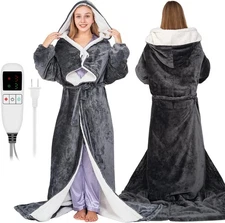 Wearable Heated Blanket for Women with Removable FootPocket,Electric Snuggle Hea