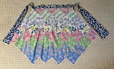 Vintage Handmade Patchwork Half Apron Cotton Pointed Edge Retro Kitchen