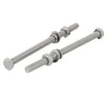 2 Set M8x130mm 304 Stainless Steel Hex Bolts w Nuts and Washers Assortment Kit