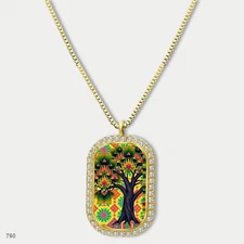 Stunning Colorful Tree of Life Pendant Necklace Chain Image Dog Tag Chain Gift D