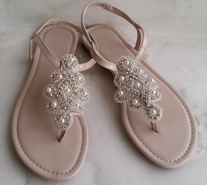 Details About Beach Wedding Bridal Sandals With Pearl And Crystal Design