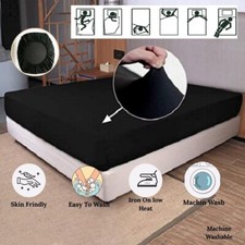 Fabulous Fit Deep Pocket Fitted Sheet Black Solid 100  Egyptian Cotton 600 TC