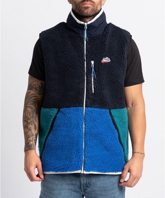 Nike Mens Sherpa Fleece Gilet Size L Blue Geeen CD3142 451 | eBay