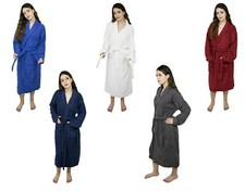 Women's Bathrobe Long Terry Cotton Cloth Robe Kimono Collar Luxury Spa Robes