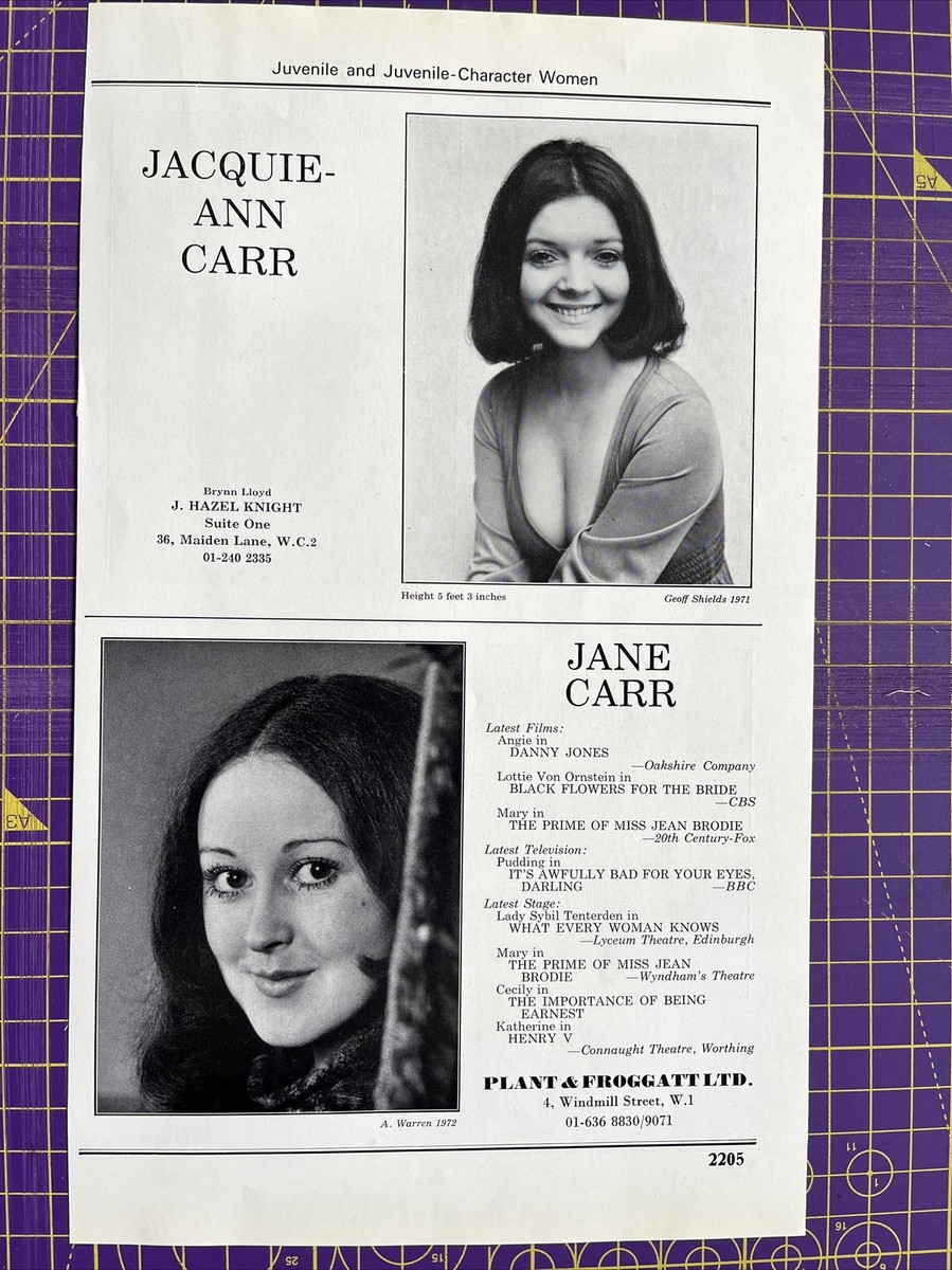 Jacquie-Ann Dr On The Original, Rare 1972 Acting Agency
