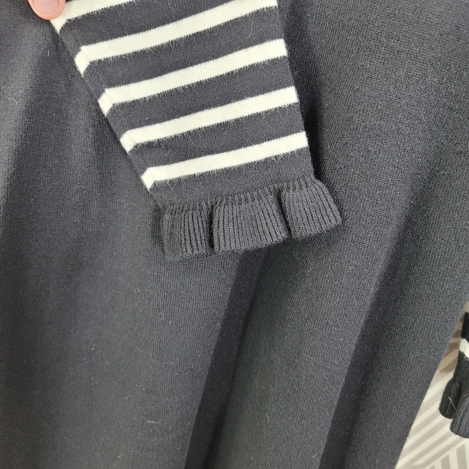 Eliza J Sweater Dress size XL Knit Career Knee Length Black White Stripe Ruffle - Image 3 of 4