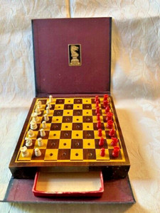 Vintage Drueke Wooden Travel Chess Set Missing 1 White Castle