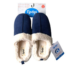 NEW Floopi 301 Women's Navy Blue Faux-Fur Indoor/Outdoor Slippers Large 9-10 NWT