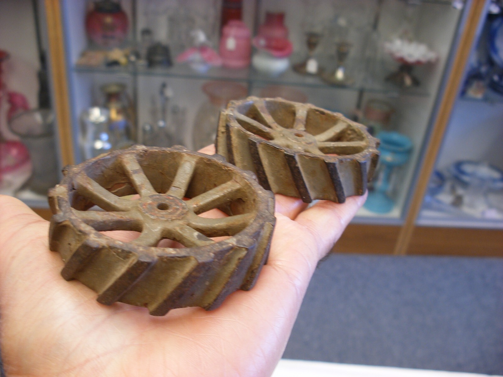 Vintage 2 X Cast Iron Toy Tractor Wheels eBay