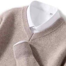 Men's Cashmere Sweater V Neck Fit Tops Male Wool Knitwear Jumpers Shirt