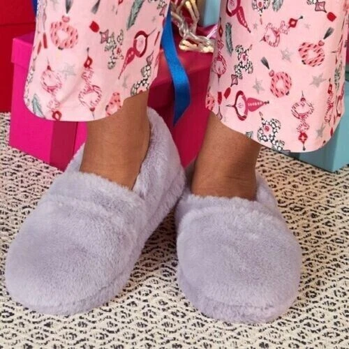 New Ladies Slippers Fluffy Heated 5 6 medium eBay