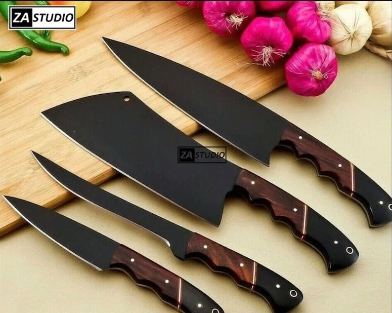Chef Knife Set Handmade Chef Set Kitchen Knife Set Knife Cutlery + Sheath
Opens in a new window or t