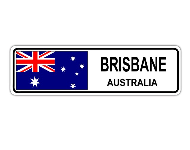 Brisbane, Australia Street Sign Australian Flag City Country Road Wall
