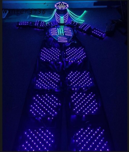 LED RGB Light up Clothing Rave Party Bar Wedding Stage Suit Performance Costume - Picture 3 of 9