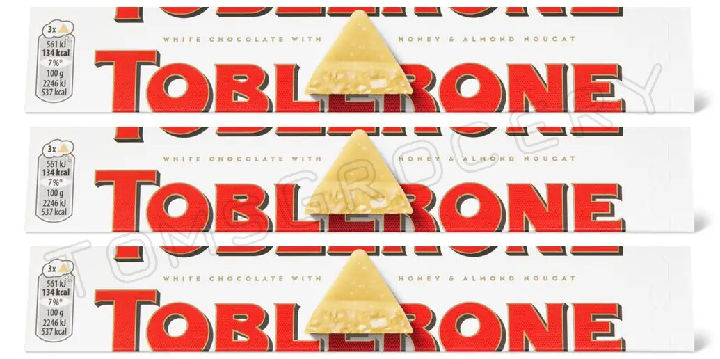 3 TOBLERONE WHITE Chocolate Bars with Honey & Almond Nougat 100g 3.5oz