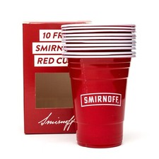 Smirnoff Reusable Plastic Cups 10 Pack 400ml 15oz Red Festival Garden Party BBQ