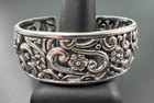 CAROLYN POLLACK STERLING SILVER 925 FLORAL FLOWER FILIGREE CUFF BRACELET 7"