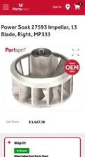27593 Power Soak Systems Inc Impeller 13 Blade Right Mp#333 Genuine OEM
