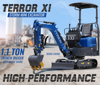 TERROR XI Mini Excavator 1 Ton Digger 13.5hp Gas Tracked Crawler