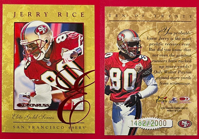 Jerry Rice 1997 Donruss Elite Gold Series Insert #10 /2000 49ers