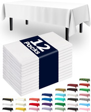 Plastic Table Cloth Disposable 12 Pack, 54 X 108 Inch Table Cloths, Party, Picni