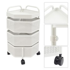 Rotating 3-Tier Kitchen Shelf Organizer with Removable Baskets & Wheels