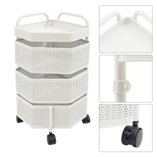 Rotating Storage Shelves Rack, 3-Tier Removable Basket Shelf Organizer