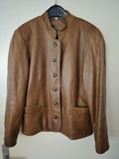 Giacca donna vera pelle giubbino🌿vintage giubbino pelle marrone con foglie taglia 38 